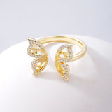 Korea New Fashion Jewelry Exquisite 18K Real Gold Plated AAA Zircon Ring Elegant Women's Opening Adjustable Wedding Gift