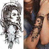 1pc Animal Lion Women Waterproof Temporary Tattoos Fake Stickers Arm Sun Art Black Cross Jesus 3D Praying Fashion Decoration