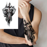 Black Forest Tattoo Sticker For Men Women Children Tiger Wolf Death Skull Temporary Tattoo Fake Henna Skeleton King Animal Tatoo