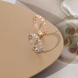 Gold Color Hollowed-out Heart Shape Open Ring Design Cute Fashion Love Jewelry for Women Girl Child Gifts Adjustable