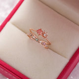 New Fashion Crystal Zircon Rings Sweet Flower Leaf Butterfly Adjustable Open Rings Female Wedding Engagement Jewelry Gift