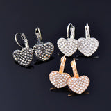 SINLEERY Shiny Full Rhinestone Heart Earrings For Women Gold Color Hoop Earring wedding accessories Party Jewelry ZD1 SSP