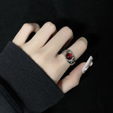 Elegant White Opal Irregular Crystal Ring Fashion Vintage Metal Hollow Open Adjustable Rings For Women Girl Ring Trendy Jewelry