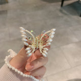 INS Cute Double Butterfly Hair Clips Clamp for Women Girl Rhinestone Hairpins Barrettes Crab Clip Bridal Hair Accessories