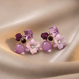 Mtcytea Korean Earing Claw Ear Hook Clip Earrings for Women Shiny Four-Prong Setting Gold Color Ear Earrings Wedding Fashion Jewelry
