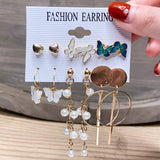 Fashion Gold Hoop Earrings Set Women Pearl Hoop Earrings Oversize Metal Circle Punk Earring Female Fashion Jewelry