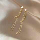 Korean Gold Color Long Tassel Earrings For Women Fashion Crystal Butterfly Heart Star Dangle Earring Lady Elegant Party Jewelry