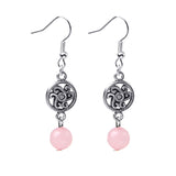 Fashion Pendant Earrings Natural Stone Beads Drop Earrings Alloy Flower Earring Lucite  Fluorites Danglers Women Eardrop Jewelry