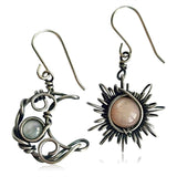 Fashion Bohemia Sun And Moon Earrings Silver Color Round Crystal Drop Earrings Women Female Boho Jewelry Gift For Her