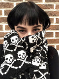 Wholesale Italy stylish skull winter knitted unisex women men scarf skeleton acrylic scarf wraps with fringe black  LL171011