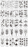 30 Sheets Waterproof Black Tiny Tattoo Feather Women Body Hand Art Drawing Temporary Tattoo Stickers Men Finger Words Tatto Face