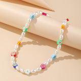 Trendy Bead Strand Beaded Choker Necklace For Women Bohemian Colorful Handmade Short Beaded String Necklace Collar Jewelry