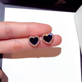 New Fashion Korean Drop Earrings For Women White Enamel Double Heart Korean Jewelry Female Earring Girls Gift