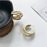 Gold/Silver Color Round Earrings for Women Trendy Geometric Drop Statement Earrings Party Fashion Jewelry Gift