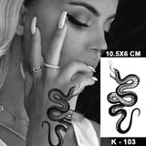 Waterproof Temporary Tattoo Sticker Black Dragon Snake Peony Rose Totem Flash Tatto Women Men Dark Sexy Waist Arm Fake Tattoos