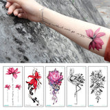 Mtcytea 1Sheet Colorful Peony Flowers Tattoo Women Waterproof Temporary Black Tattoo Sticker women wrist arm sleeves tatoo Fake Body Art