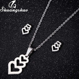 Shuangshuo Stainless Steel Butterfly Animal Jewelry Sets for Women Jewelry Mini Butterfly Necklace Earrings Cute collier Femme