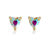 Lost Lady New Ins Inlaid Colorful Zircon Earrings Cute Gold-plated Zircon Stud Earrings For Women Girls Fashion Piercing Jewelry