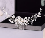 A33 Pearl Wedding Comb Head Jewelry Bride Hair Clips Floral Headpiece Crystal Women Tiaras Rhinestone Bridal Hair Accessories