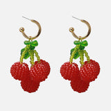 Mtcytea New Fashion Retro Acrylic Beaded Earrings European And American Exaggerated Metal Handmade Crystal Earrings Women's Jewelry