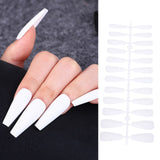 24Pcs Matte Long Ballerina False Nails Tips Colorful Coffin Full Cover Fake Nails With Glue Nail Art Decor Manicure Extension