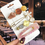 Pearl Crystal Acrylic Hair Clips Set for Women Retro Geometric Barrettes Hairpin Girl Hair Accessories Fashion Jewelry