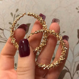 Retro Alloy Metal Round Hoop Earrings for Women Fashion Gold Color Silver Color Bohemian Jewelry Earrings Party Gift