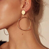 Mtcytea Fashion Earrings For Women Metal Single Drop Dangle Earrings Vintage Statement Round Geometric Earring Fashion Jewelry