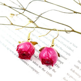 Mtcytea Women Natural Dried Flower Earrings Imitation Colors Rose Drop Earring Party Real Dry Flower Jewelry