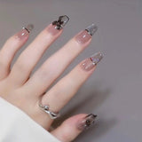 false nails with designs acrylic for nail Imitation Pearl Lace Bowknot press on nails Charming Pre Design fake nails with glue