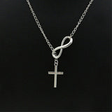 Simple Fashion Korean Stainless Steel Infinity Charm Cross Pendant Women Jewelry Necklace Gift Girl Jewelry Hot Sold