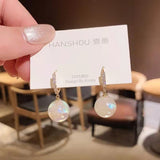 Fashion Trend Crystal Zircon Bow Pendant Earrings For Women Party Girl Imitation Pearl Dangle Earrings Luxury Wholesale Jewelry