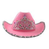 Feather Cowgirls Hat Pink Western  Silver Sequin Crown Party Prom Accessories  Cosplay Party Play Halloween Costumes Dropping