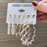 Fashion Gold Hoop Earrings Set Women Pearl Hoop Earrings Oversize Metal Circle Punk Earring Female Fashion Jewelry