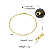 Minimalist Metal Anklets Women Gold Color Stainless Steel Figaro Rope Curb Link Leg Chain Basic Chic Lady Girl Jewelry 10inch