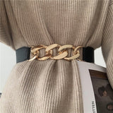 Mtcytea Fashion Chain Belt Elastic Metal Waist Belts for Women Ladies Coat Dress Belt Waistband