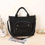 Mtcytea Corduroy Shoulder Bag Women Vintage Shopping Bags Zipper Girls Student Bookbag Handbags Casual Tote With Outside Pocket