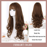 Lolita White Gold Highlight Pink Synthetic Big Wave Wig With Air Bangs Women's Cosplay Natural Heat Resistant Wig.