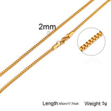 Box Chains Necklaces Delicate Square Links Stainless Steel Chains 2mm 4.5mm Necklace For Men Women 18 To 24 Inch