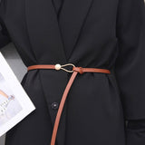 New Thin Knot Belts For Women Soft Pu Leather Belt Black Coffee Straps Wild Long Dress Coat Accessories Lady Waistband