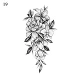 Mtcytea 1Sheet Colorful Peony Flowers Tattoo Women Waterproof Temporary Black Tattoo Sticker women wrist arm sleeves tatoo Fake Body Art