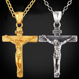 Mtcytea   Paragraph Fashion Necklace Cross Pendant Necklace Jesus Men's Stainless Steel Chains Christian Jewelry Gifts