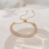 Luxury Gold Plated Oversized Zircon Adjustable Bracelets For Women  Trendy Shiny High Quality Bracelet Wedding Jewelry