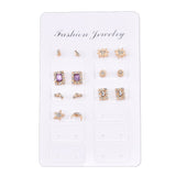 New Fashion Women 9pair/set Flower Pearl Alloy Ear Earring Cute Crystal Wedding Jewelry Gifts For Girl korean fashion