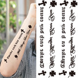 Mtcytea DIY Letters Words Temporary Tattoo For Kids Women Small Clover Graphics Fake Tattoo Clavicle Body Waist Finger Waterproof Tatoos