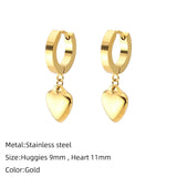 Classic Stainless Steel Ear Buckle for Women Trendy Gold Color Small Large Circle Hoop Earrings Punk Hip Hop Jewelry Accessories