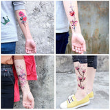 Mtcytea 1Sheet Colorful Peony Flowers Tattoo Women Waterproof Temporary Black Tattoo Sticker women wrist arm sleeves tatoo Fake Body Art