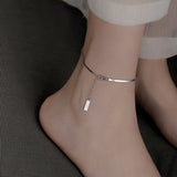 Trendy Simple Silver Color Sparkling Chain Anklet Bracelet Bohemian Foot Beach Anklets for Women Fashion Barefoot Chain Jewelry