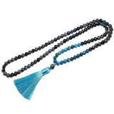 8mm Natural Snowflake Obsidian Stone Beads and Apatite 108 Japamala Necklace For Women Men Bracelets Sets Meditation Jewelry