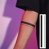 Mtcytea Black Stripe Waterproof Temporary Tattoo Stickers Male Arm Streak Line Punk Style Art Fake Tattoo Personality Leg Tattoo Female